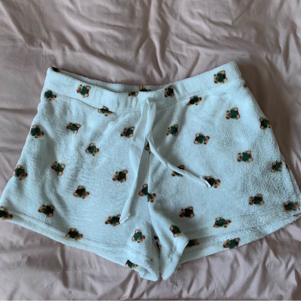 Teddy Beat Patterned Fleece Women Shorts